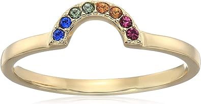 Amazon Essentials Crystal Rainbow Ring in Sterling Silver , (previously Amazon Collection)