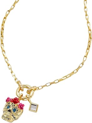 Alex and Ani Calavera Duo Interchangeable Charm Adjustable Necklace, Shiny Gold Finish, Multi-Color