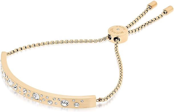 Michael Kors Stainless Steel and Pavé Crystal Chain Bracelet for Women, Color: Gold (Model: MKJ5982710)