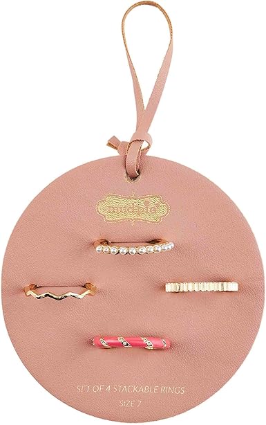 Mud Pie Women's Layered Ring Set, Blush, One Size