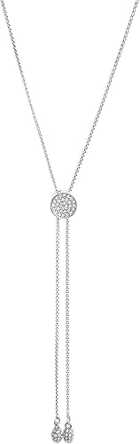 Vince Camuto Silver Tone Pave Slider Necklace with Crystal Glass Stone For Women