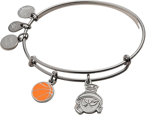 Alex and Ani AS21EBSJ04RTH,Space Jam Marvin the Martian Duo Charm Expandable Bangle Bracelet,Midnight Silver,Orange, Bracelets