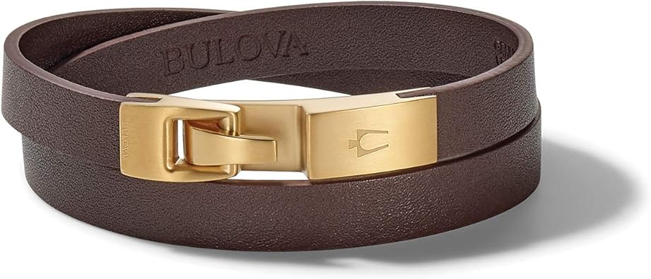 Bulova Mens Classic Bracelet with Brushed Gold Stainless Steel Hook