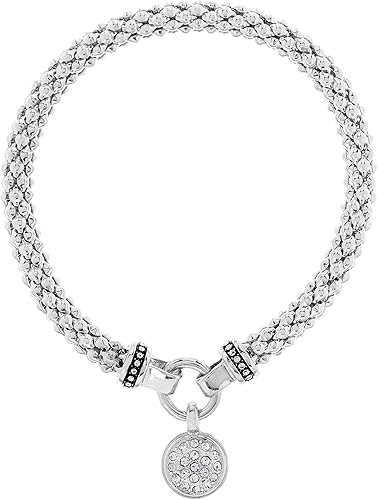 Nine West Women's Silvertone Crystal Pave Circle Stretch Bracelet