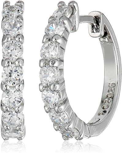 Amazon Essentials Sterling Silver Hinged Huggie Hoop Earrings (previously Amazon Collection)