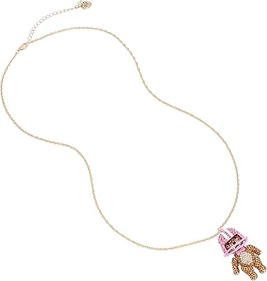 Betsey Johnson Womens Football Bear Pendant Necklace