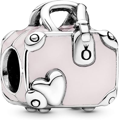 Pandora Pink Travel Bag Charm - Compatible Moments Bracelets - Jewelry for Women - Gift for Women in Your Life - Made with Sterling Silver & Enamel