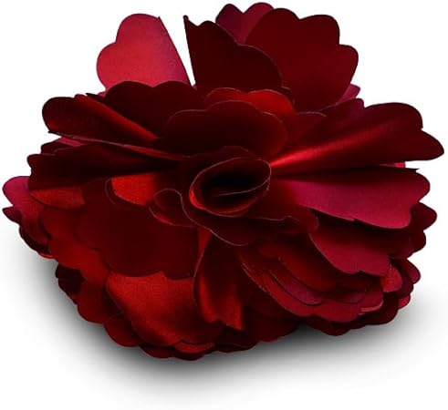 Expo International Peony Fabric Flower Brooch and Hair Clip Appliques, Burgundy