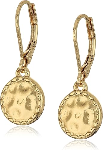 Napier Classics Goldtone Hammered Disk Drop Earrings