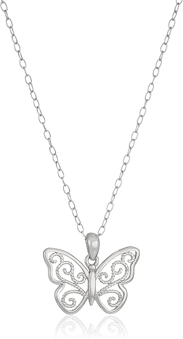 Amazon Essentials Sterling Silver Filigree Pendant Necklace, (previously Amazon Collection)