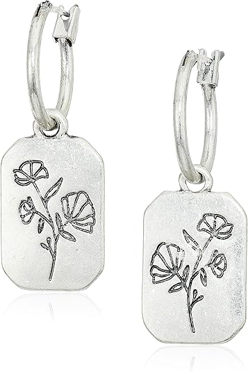 Lucky Brand Women's Floral Tag Hoop Earrings