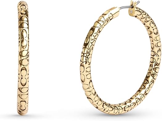 COACH Womens Signature Quilted Hoop Earrings