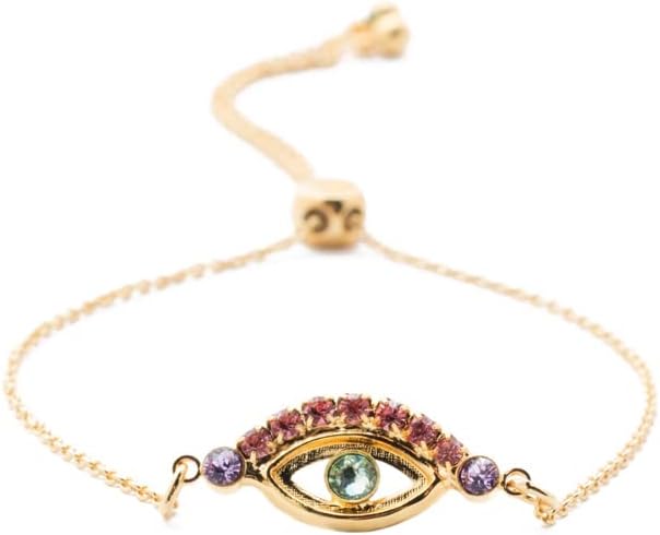 Sorrelli Mini Evil Eye Slider Bracelet, Bright Gold-Tone Finish, Spring Rain (BEV6)