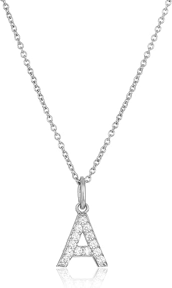 Amazon Essentials Platinum Plated Sterling Silver Infinite Elements Cubic Zirconia Initial Pendant Necklace, (previously Amazon Collection)