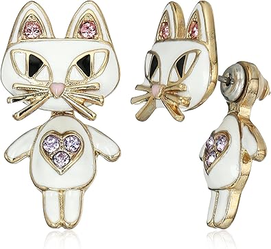 Betsey Johnson Cat Front Back Earrings