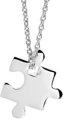 Autism Awareness Jigsaw Puzzle Piece Stainless Steel Necklace