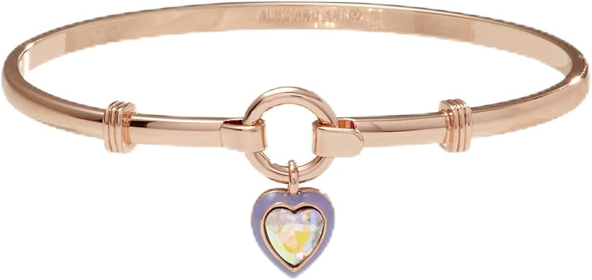 Alex and Ani AA737723SR,Crystal Heart and Epoxy Tension Bangle,Shiny Rose Gold,Blue, Bracelets