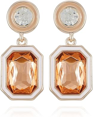 GUESS Women's Rose Gold Statement Drop Earrings with Glass Stone