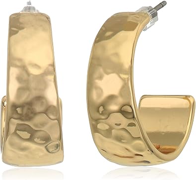 NINE WEST Women's Classics Women's Polished Gold Tone Hoop Earrings