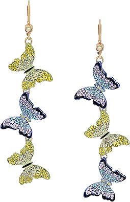 Betsey Johnson Womens Butterfly Mismatch Linear Earrings