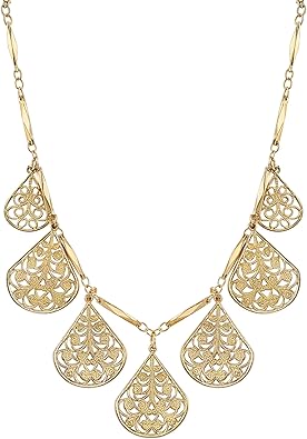 1928 Jewelry Vine Filigree Teardrop Collar Necklace, 16