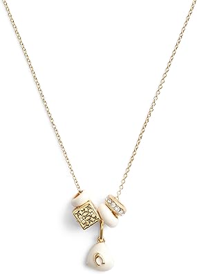 COACH Womens Signature Enamel Heart Charm Pendant Necklace