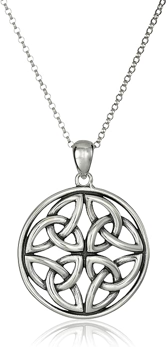 Amazon Essentials .925 Sterling Silver Celtic Pendant Necklace for Women, 18