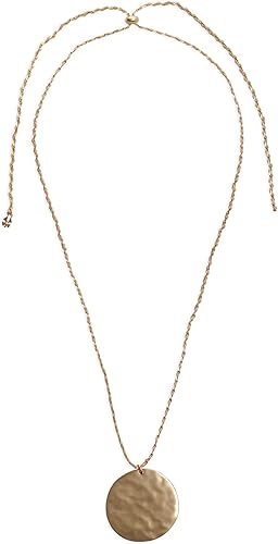 Lucky Brand Women's Hammered Disc Pendant Necklace, Gold, Unsized