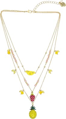 Betsey Johnson Womens Fruit Charm Layered Necklace