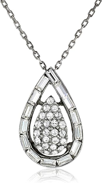 Ben-Amun Jewelry Crystal Navette Shaped Drop Necklace, 16