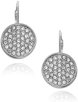 Vince Camuto Silver-Tone Pave Circle Lever Back Earrings