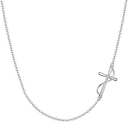 FANZE Cross 925 Sterling Silver Cubic Zirconia Necklace for Women with Chain Toggle Clasp Pendant First Communion Gifts for Girls Faith Hope Believe Pendant Necklace Religious Jewelry for Teen