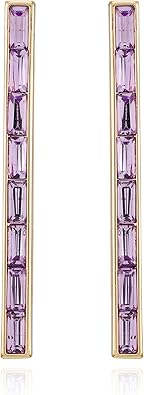 Vince Camuto Goldtone Violet Glass Stone Baguette Drop Earrings