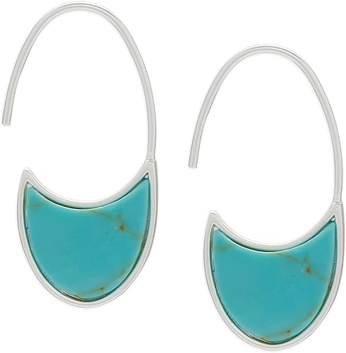 Turquoise Threader Slice Earring, Silver, One Size