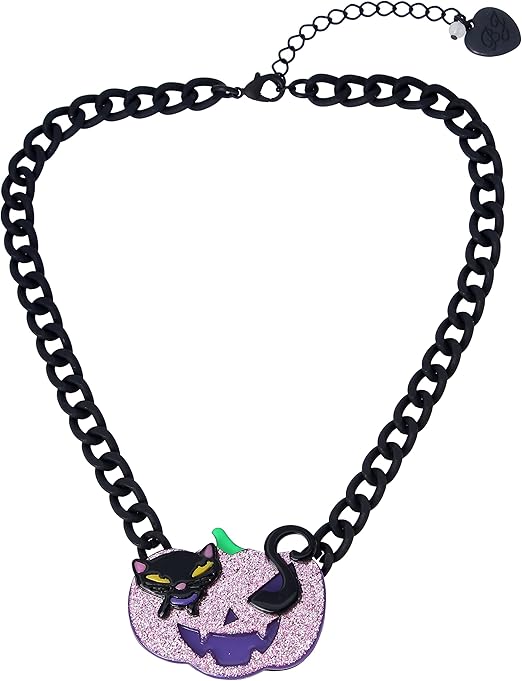 Betsey Johnson Pumpkin Cat Pendant Necklace