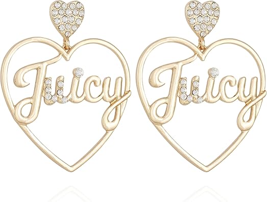 Juicy Couture Signature Logo heart Shaped Hoop Earrings For Women