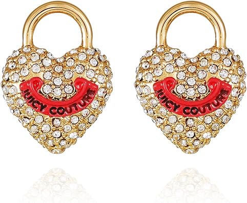 Juicy Couture Goldtone Glass Stone Heart Stud Earrings