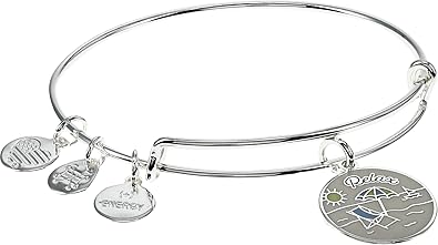 Alex and Ani Occasions Expandable Bangle for Women, Happy Retirement Charm, Shiny Silver Finish, 2 to 3.5 in