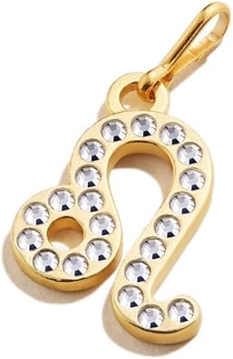 Alex and Ani Zodiac Leo Pavé Crystal Charm Chain Station, Leo, 14kt Gold Plated Over Sterling Silver, Clear Crystals, Charm Size 0.44 in Width by 0.66 in Height