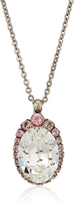 Sorrelli Crystal Rose Adorned Oval Crystal Pendant Necklace