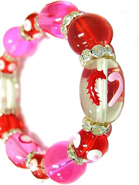 Linpeng Womens Beads Bracelets, Red/Pink, 7 5 Inch US