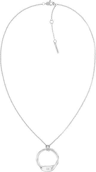 Calvin Klein Ethereal Metals Collection for Women, Stainless Steel Necklace, Adjustable, Sculpted Abstract Circle, Elegant Jewelry, For Her