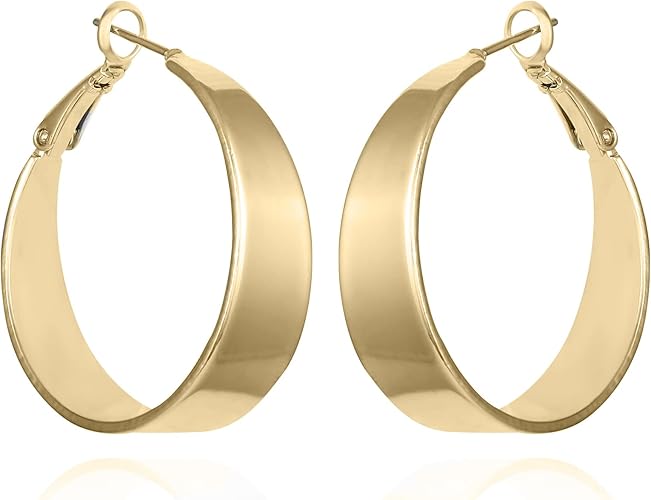 Vince Camuto Gold Tone Thick Band Hoop Earrings For Women