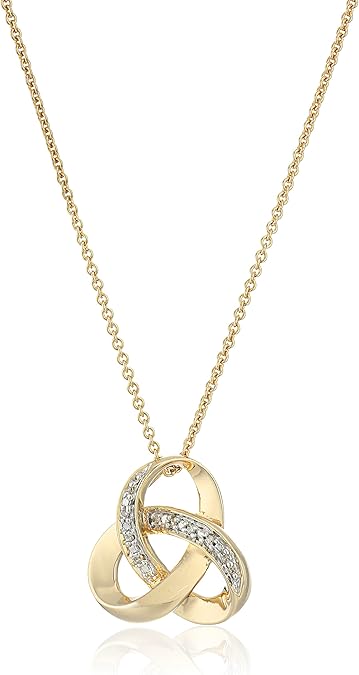 Amazon Essentials womens 18K Gold over Sterling Silver Diamond Knot Pendant Necklace (previously Amazon Collection)