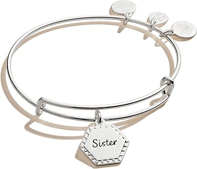 Alex and Ani Because I Love You Expandable Wire Bangle Bracelet for Women, Meaningful Charms, 2 to 3.5 in