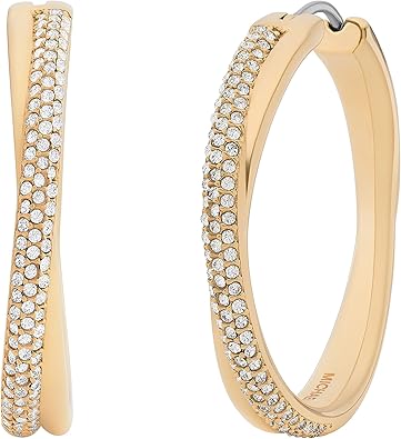 Michael Kors Gold-Tone Hoop Earrings for Women; Huggie Earrings for Women; Stainless Steel Earrings; Jewelry for Women