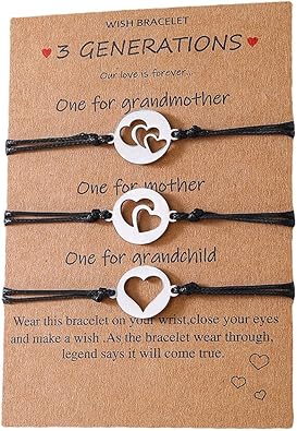 ZAHSY Grandma Mother Daughter Bracelets Gifts for Women Mommy Matching Heart Generations Bracelet Gift for Grandma Mom Granddaughter Christmas Birthday Gifts