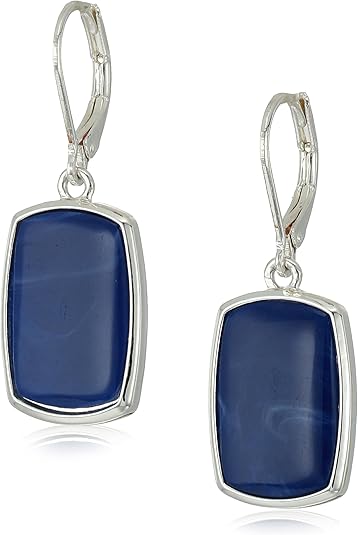 NINE WEST Women's Silvertone and Denim Large Drop Earrings