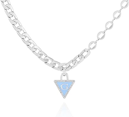 GUESS Silvertone Statement Chain Logo Necklace