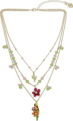 Betsey Johnson Womens Parrot Layered Necklace